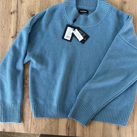 NAADAM Super Luxe Cashmere Mockneck Sweater Women’s Blue Size M - Picture 3 of 7